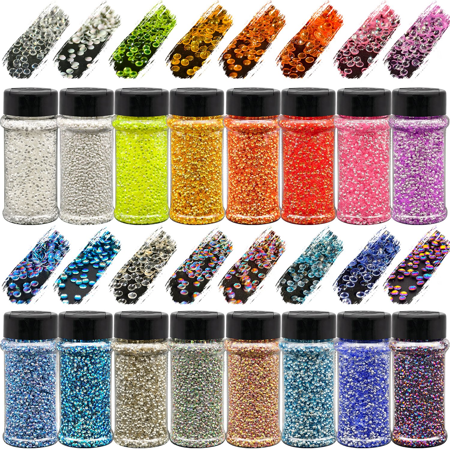 3D Pearl Glitter Bubble Beads 16Colors Iridescent Beads Body Glitter for Nail Art Face Hair Eye Chunky Flakes for DIY Crafts Jewelry Tumblers Rhinestones Decoration Accessories Festivals Party Each 2oz