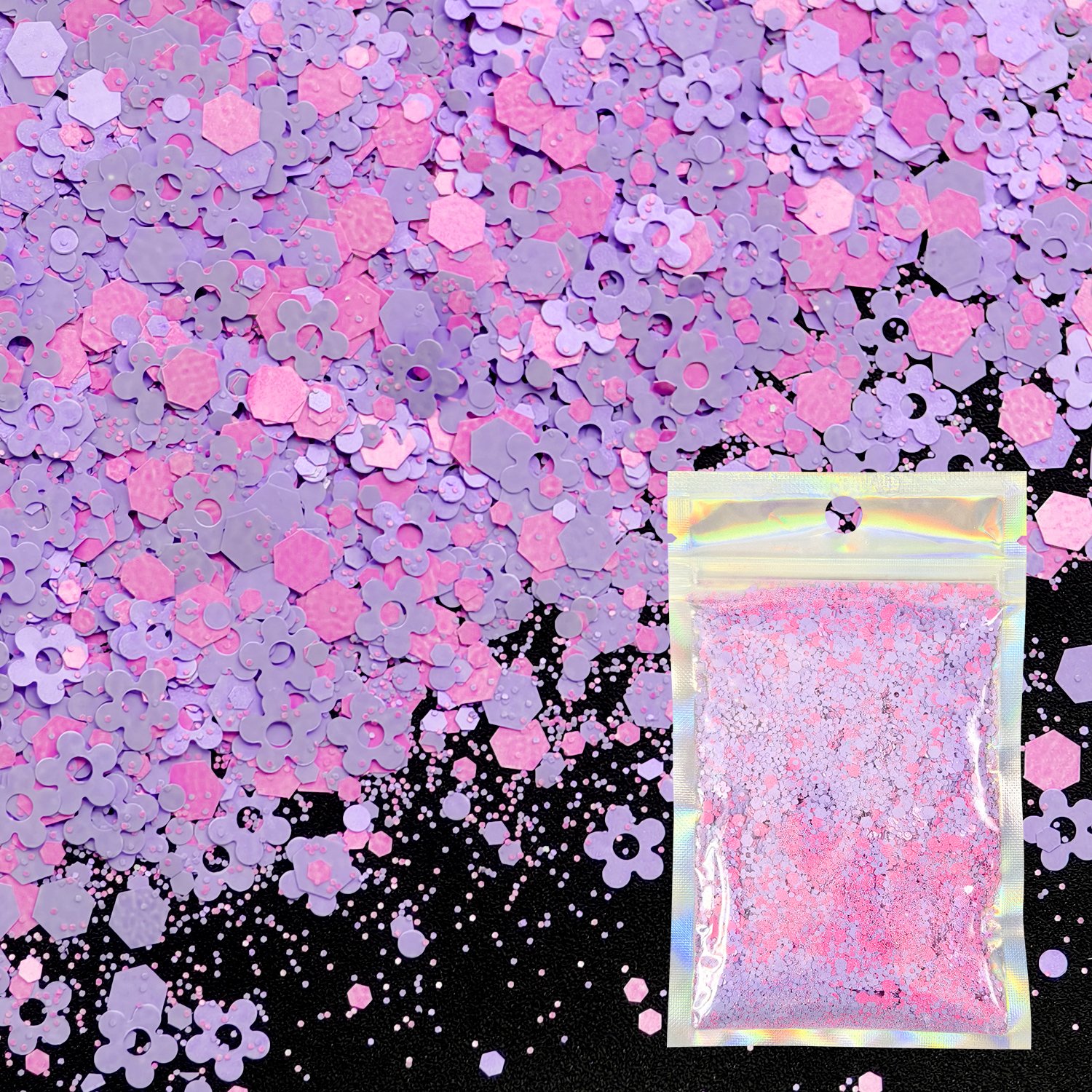 Vibrant Holographic Chunky Glitter 6 Colors 29g Each Bag for Eyeshadow Face Body Makeup Nail Art Tumblers Festival Decoration Compatible with Body Shimmer Spray & Shimmer Oil - الصورة 6
