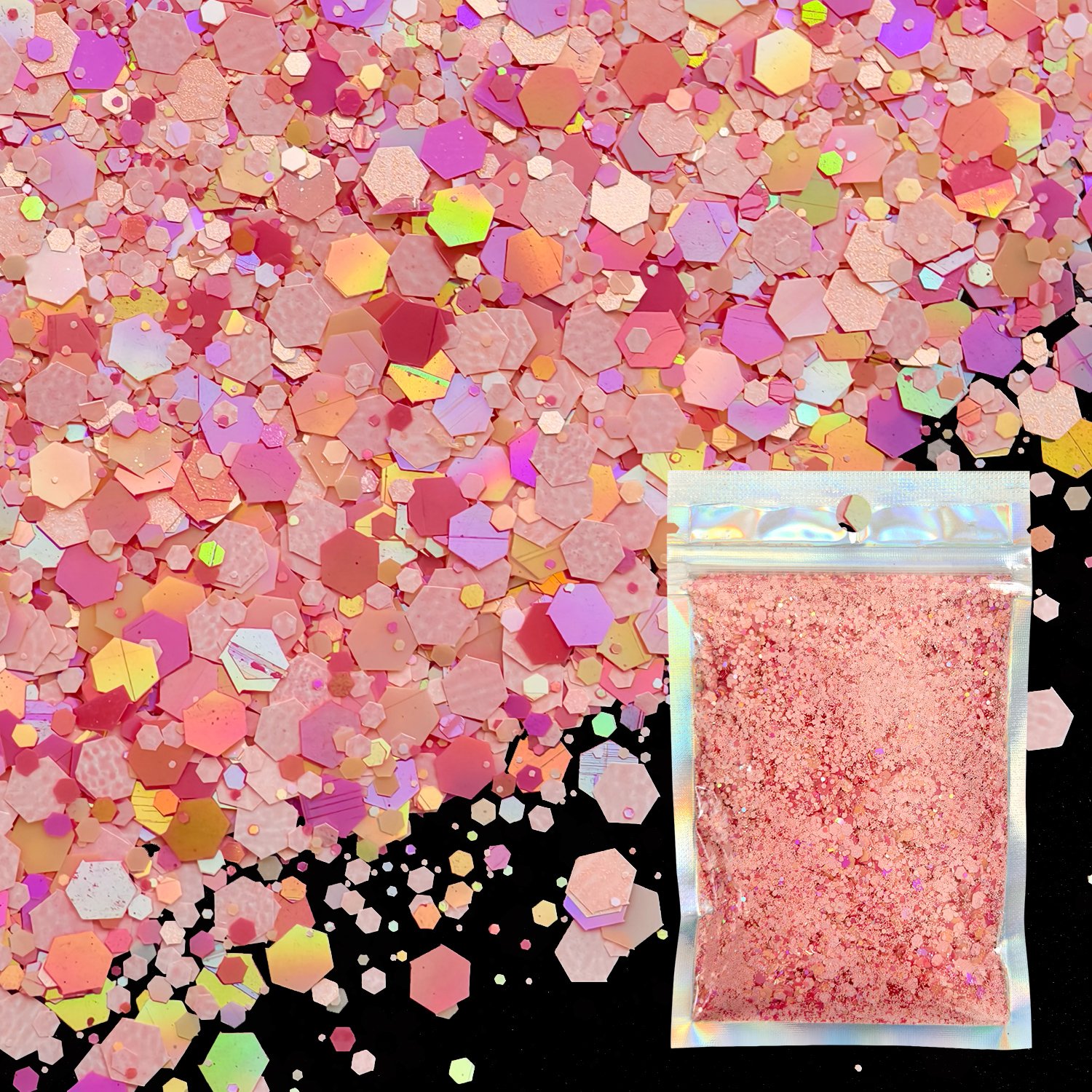 Vibrant Holographic Chunky Glitter 6 Colors 29g Each Bag for Eyeshadow Face Body Makeup Nail Art Tumblers Festival Decoration Compatible with Body Shimmer Spray & Shimmer Oil - الصورة 4