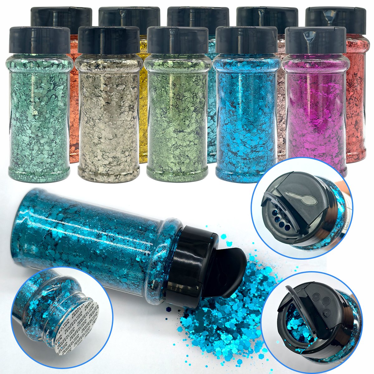 12 Colors Metallic Matte Chunky Glitter for Crafts, Resin, Sequins for Crafts, Hair Face Body Makeup Nail, DIY Arts and Craft, Party Christmas Decorations - 图片 4