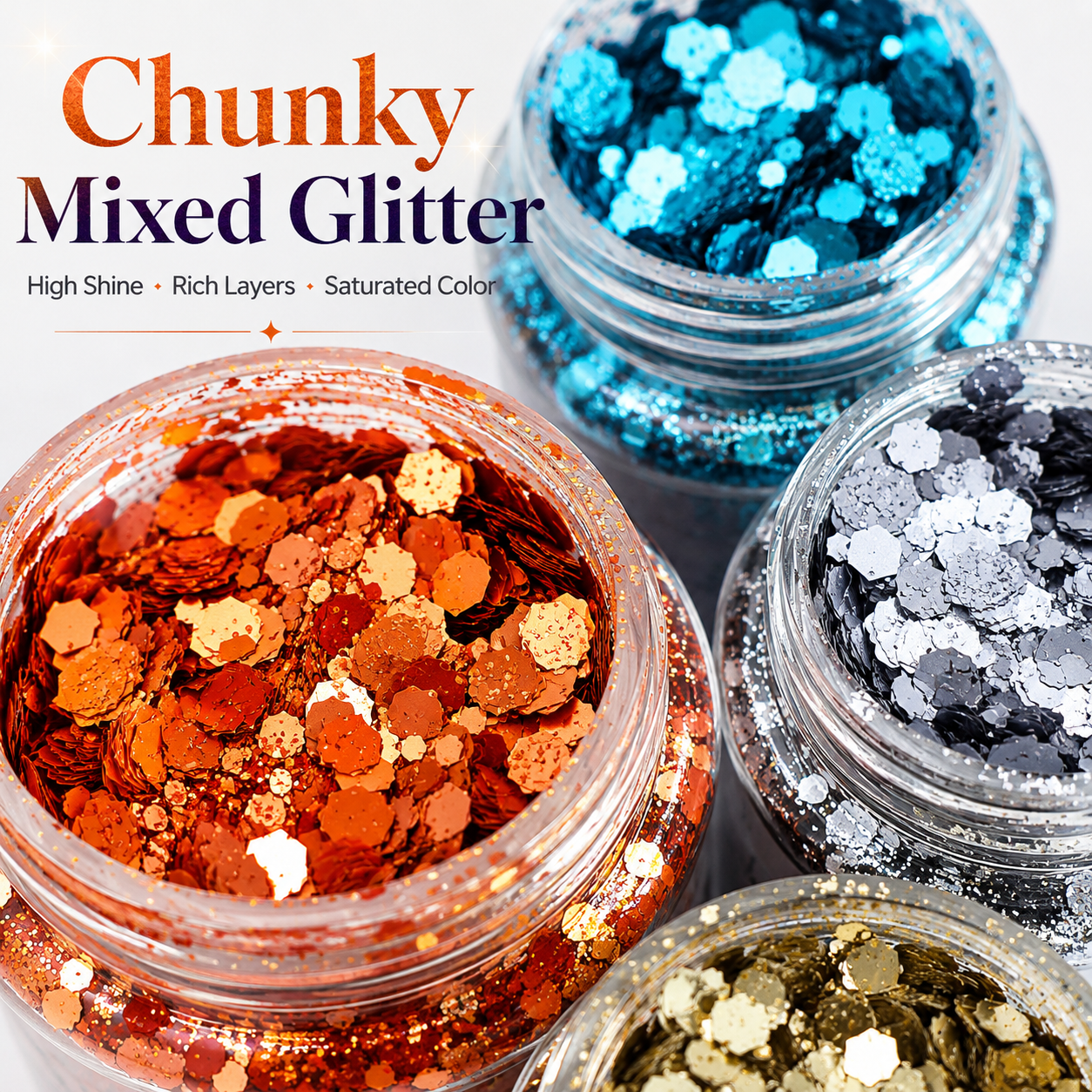 12 Colors Metallic Matte Chunky Glitter for Crafts, Resin, Sequins for Crafts, Hair Face Body Makeup Nail, DIY Arts and Craft, Party Christmas Decorations - 图片 3